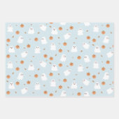 Schattigee Spook & Pompoen Blauw Halloween Patroon Inpakpapier Vel (Voorkant 3)