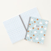 Schattigee Spook & Pompoen Blauw Halloween Patroon Notitieboek (Binnen)
