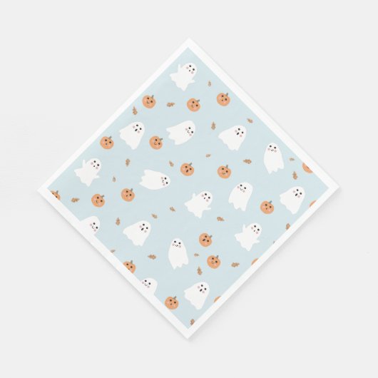 Schattigee Spook & Pompoen Blauw Halloween Patroon Servet (Hoek)