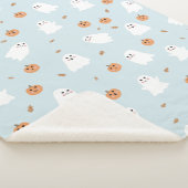 Schattigee Spook & Pompoen Blauw Halloween Patroon Sherpa Deken (3/4)