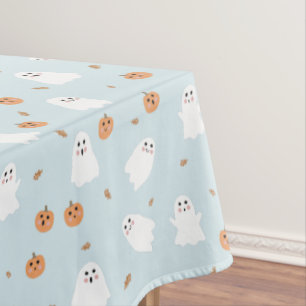 Schattigee Spook & Pompoen Blauw Halloween Patroon Tafelkleed