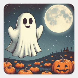 Schattigee,  spook & pompoen Halloween kunst Vierkante Sticker