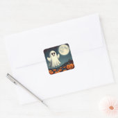 Schattigee, spook & pompoen Halloween kunst Vierkante Sticker (Envelop)