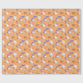 Schattigee Spook Pompoen Patroon Oranje Halloween Cadeaupapier (Vlak)