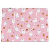 Schattigee Spook & Pompoen Roze Halloween Patroon Groot Cadeauzakje (Voorkant)