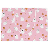 Schattigee Spook & Pompoen Roze Halloween Patroon Groot Cadeauzakje (Achterkant)