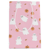 Schattigee Spook & Pompoen Roze Halloween Patroon Medium Cadeauzakje (Voorkant)
