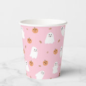 Schattigee Spook & Pompoen Roze Halloween Patroon Papieren Bekers (Achterkant)