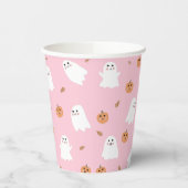 Schattigee Spook & Pompoen Roze Halloween Patroon Papieren Bekers (Links)