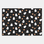Schattigee Spook & Pompoen Zwart Halloween Patroon Inpakpapier Vel (Voorkant 2)
