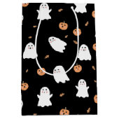 Schattigee Spook & Pompoen Zwart Halloween Patroon Medium Cadeauzakje (Voorkant)