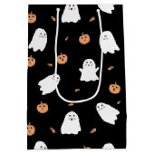 Schattigee Spook & Pompoen Zwart Halloween Patroon Medium Cadeauzakje (Achterkant)