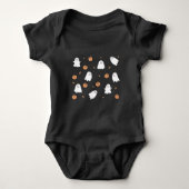 Schattigee Spook & Pompoen Zwart Halloween Patroon Romper (Voorkant)