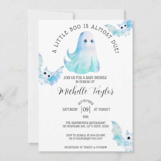 Schattigee spook vleermuis Little Boo Boy Baby sho Kaart (Voorkant)