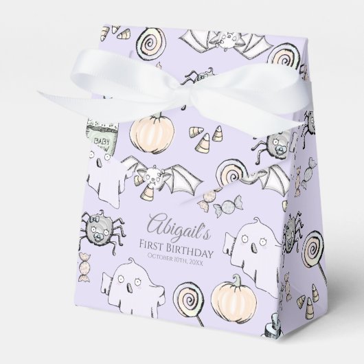 Schattigee spook, vleermuis & spin Halloween Bedankdoosjes (Voorkant Zijde)