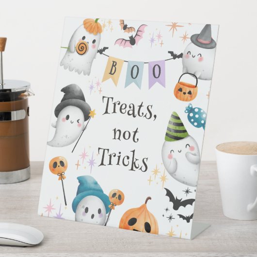 Schattigee spookachtige Halloween Verjaardagsjonge Reclamebord Met Voetstuk (Insitu)