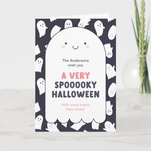 Schattigee spookachtige Halloween wensen Kaart (Voorkant)
