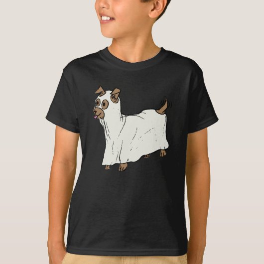 Schattigee spookachtige kleine Halloween spookhond T-shirt (Voorkant)