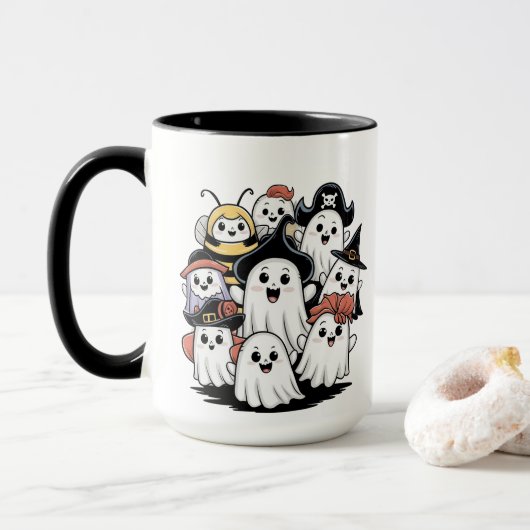 Schattigee spookachtige Mok Spooky Coffee Brew (Met donut)