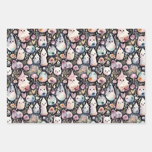 Schattigee spookachtige tuin inpakpapier vel (Voorkant)