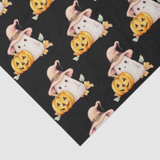 Schattigee spookheksen Pet pompoenpatroon Hallowee Tissuepapier (Detail)