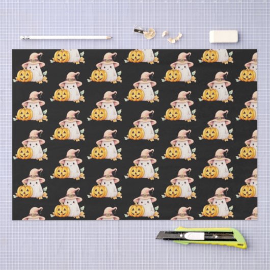 Schattigee spookheksen Pet pompoenpatroon Hallowee Tissuepapier (Craft)