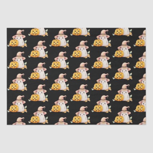 Schattigee spookheksen Pet pompoenpatroon Hallowee Tissuepapier (Voorkant)