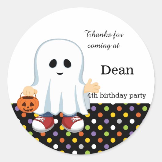 Schattigee spookjongen ronde sticker (Voorkant)