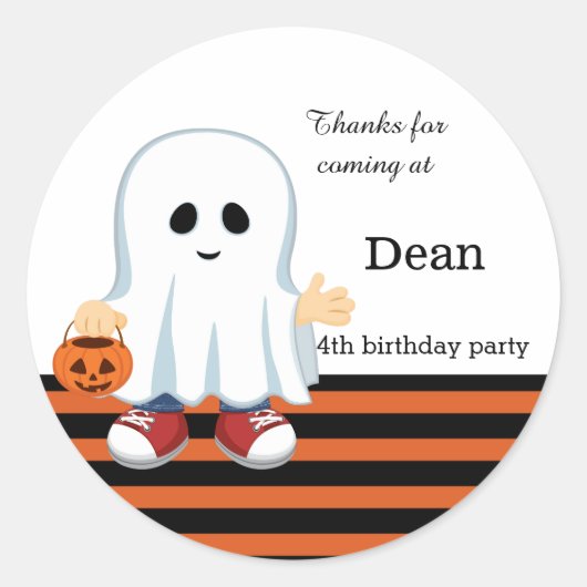Schattigee spookjongen ronde sticker (Voorkant)