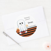 Schattigee spookjongen ronde sticker (Envelop)