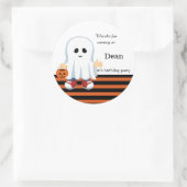 Schattigee spookjongen ronde sticker (Tas)