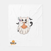 Schattigee spookkat met pompoen | Spooky Halloween Fleece Deken (Voorkant)