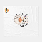 Schattigee spookkat met pompoen | Spooky Halloween Fleece Deken (Voorkant (Horizontaal))