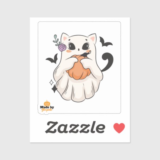 Schattigee spookkat met pompoen | Spooky Halloween Sticker (Vel)