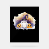 Schattigee spookkat met pompoenen - Kawaii Hallowe Acryl Bord