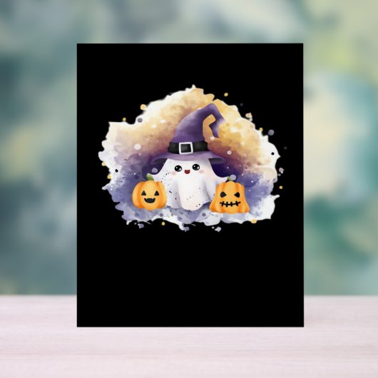 Schattigee spookkat met pompoenen - Kawaii Hallowe Acryl Bord