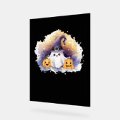 Schattigee spookkat met pompoenen - Kawaii Hallowe Acryl Bord (Hoek)