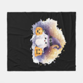 Schattigee spookkat met pompoenen - Kawaii Hallowe Fleece Deken (Voorkant (Horizontaal))