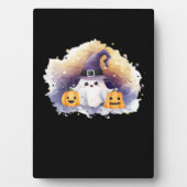 Schattigee spookkat met pompoenen - Kawaii Hallowe Fotoplaat (voorkant)