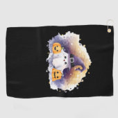 Schattigee spookkat met pompoenen - Kawaii Hallowe Golfhanddoek (Horizontaal)