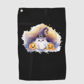 Schattigee spookkat met pompoenen - Kawaii Hallowe Golfhanddoek (Voorkant)
