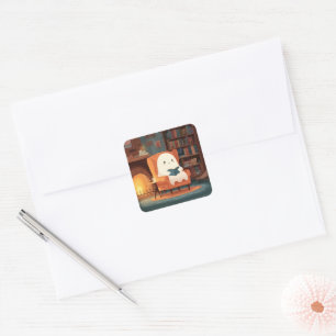 Schattigee spooklezing door een open haard - Stick Vierkante Sticker
