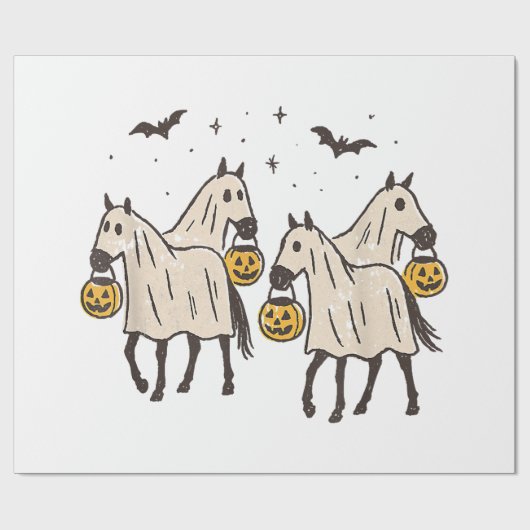 Schattigee Spookpaarden Halloween Trick or treat Cadeaupapier (Vlak)