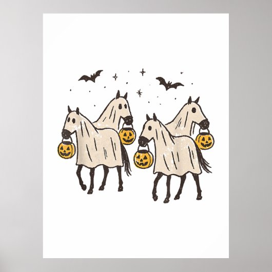 Schattigee Spookpaarden Halloween Trick or treat Poster (Voorkant)
