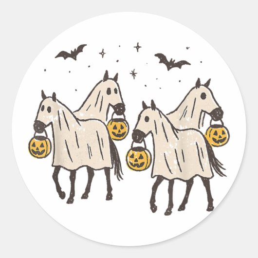 Schattigee Spookpaarden Halloween Trick or treat Ronde Sticker (Voorkant)