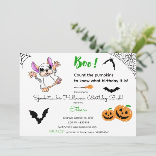 Schattigee spookpompoenen Halloween 2e Verjaardag Kaart (Staand voorkant)
