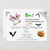 Schattigee spookpompoenen Halloween Eerste Verjaar Kaart (Voorkant / Achterkant)