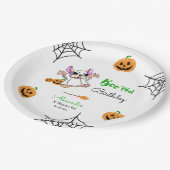 Schattigee spookpompoenen Halloween Happy Birthday Papieren Bordje (Gekanteld)