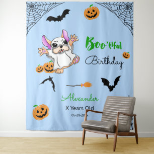 Schattigee spookpompoenen Halloween Verjaardagsach Wandkleed