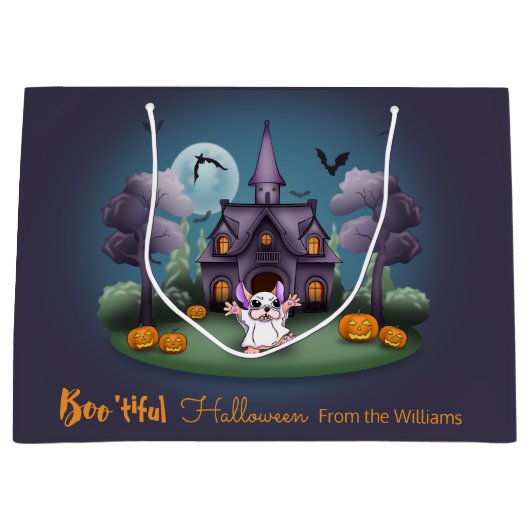 Schattigee spookpompoenen Haunted House Halloween Groot Cadeauzakje (Voorkant)